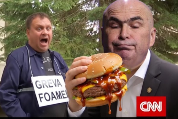 Bolojan s-a dus personal la grevistii foamei să savureze un hamburgher.